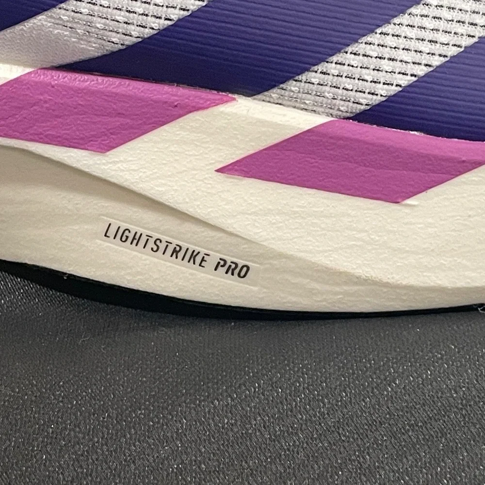 Adidas Adizero Evo SL Running Shoes White Purple Pink JS4456 Men 9.5 Womens 10.5